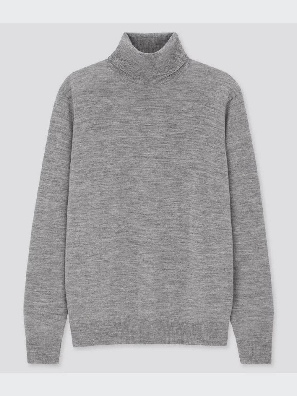 Men's Extra Fine Merino 100% Turtleneck Long-Sleeve Sweater in Gray